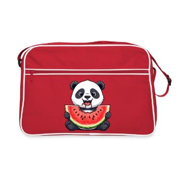 Mignon Panda Dessin Animé Pastèque Fruit D’été - Sac Retro - rouge/blanc - Devant