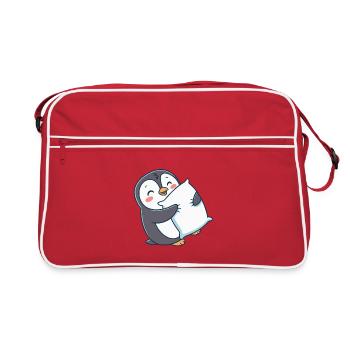 Penguin Heart & Soft Pillow - Retro Bag - red/white - Front