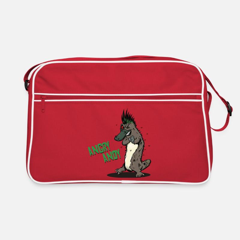 Angry Andy - Schnabeltier - Retro Tasche - Rot/Weiß
