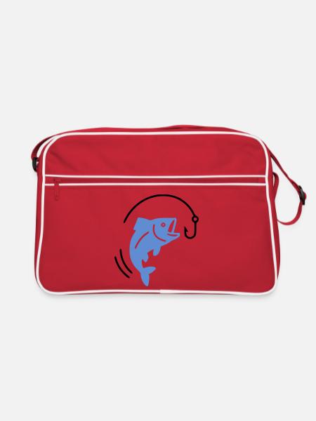 Pêche au poisson sur hameçon logo - Sac Retro - rouge/blanc - Devant