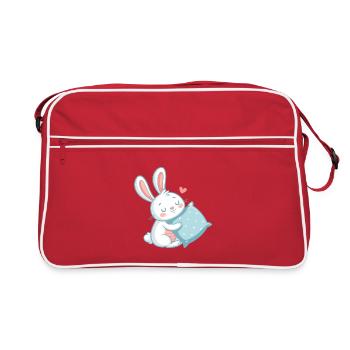 Pastel cuddly bunny and heart pillow - Retro Bag - red/white - Front