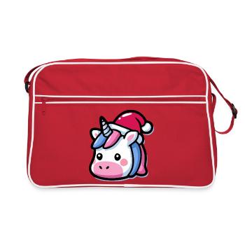 Tête de licorne Santa Hat Kawaii - Sac Retro - rouge/blanc - Devant