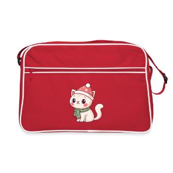 Christmas Kitten with Red Hat - Retro Bag - red/white - Front