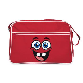 Visage de dessin animé coquin – Un œil et langue dehors - Sac Retro - rouge/blanc - Devant