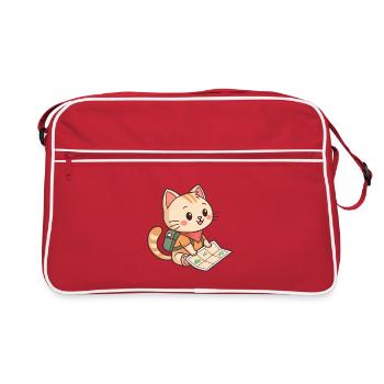 Chat Aventurier Carte et Sac Voyageur - Sac Retro - rouge/blanc - Devant