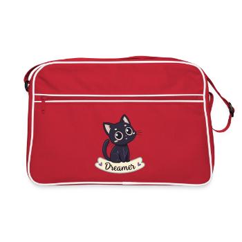 Chat Noir Reveur Kawaii - Sac Retro - rouge/blanc - Devant