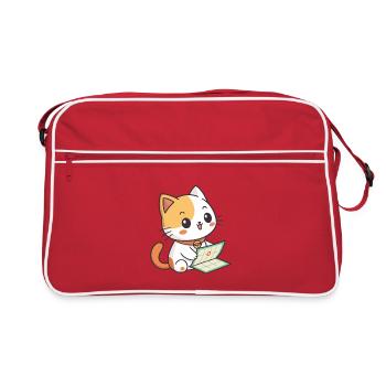 Kawaii Cat with Calendar - Retro Bag - red/white - Front