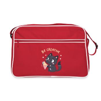 Kawaii Cat and Creative Kite - Retro Bag - red/white - Front