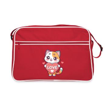 Chat kawaii cœur Love - Sac Retro - rouge/blanc - Devant