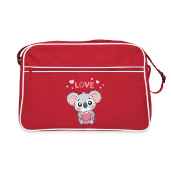 Koalaherz, süße Liebe, Pastell, - Retro Tasche - Rot/Weiß - Vorne