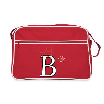 Buchstabe B Kronenherz - Retro Tasche - Rot/Weiß - Vorne