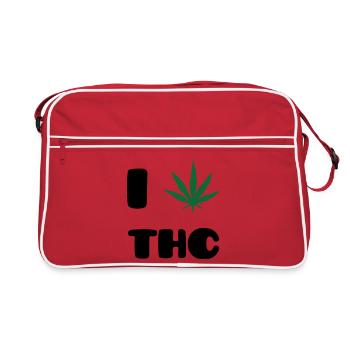 I Love THC - Weed - Cannabis - Sac Retro - rouge/blanc - Devant