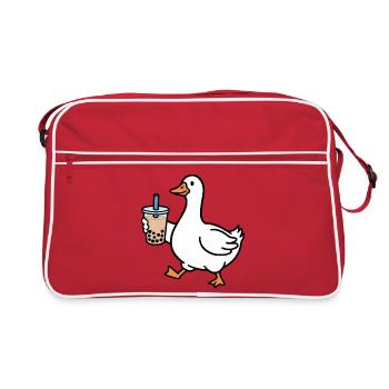 Croaking duck with bubble tea - Retro Bag - red/white - Front