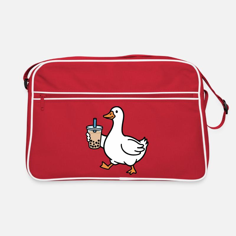 Quakende Ente mit Bubble Tea Retro Tasche