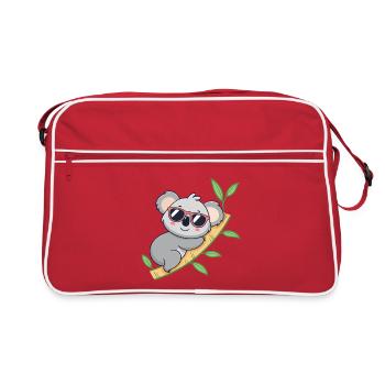 Trendiger Koala mit roten Brillen - Retro Tasche - Rot/Weiß - Vorne
