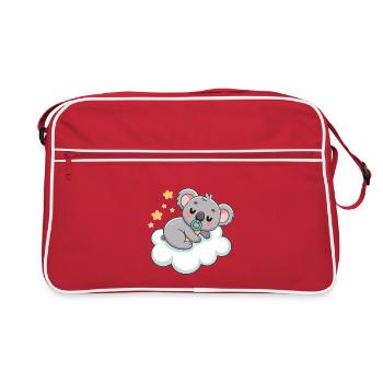 Bébé Koala rêveur sur nuage pastel - Sac Retro - rouge/blanc - Devant