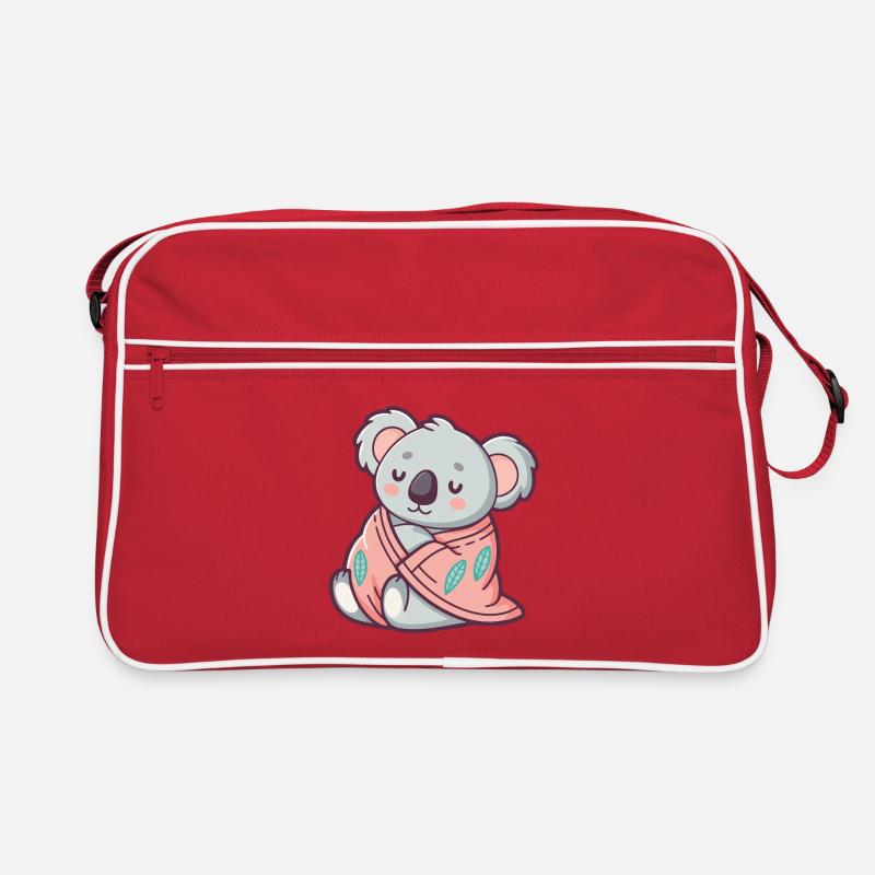 Kuscheliger Koala, eingehüllt in eine rosa Decke, eingewickelt Retro Tasche