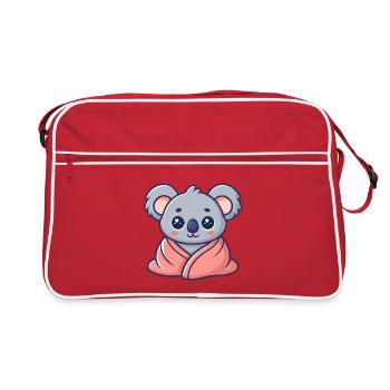 Koala kawaii enveloppé dans drap rose - Sac Retro - rouge/blanc - Devant