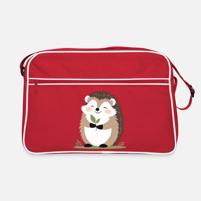 Cute hedgehog with leaf Retro Bag