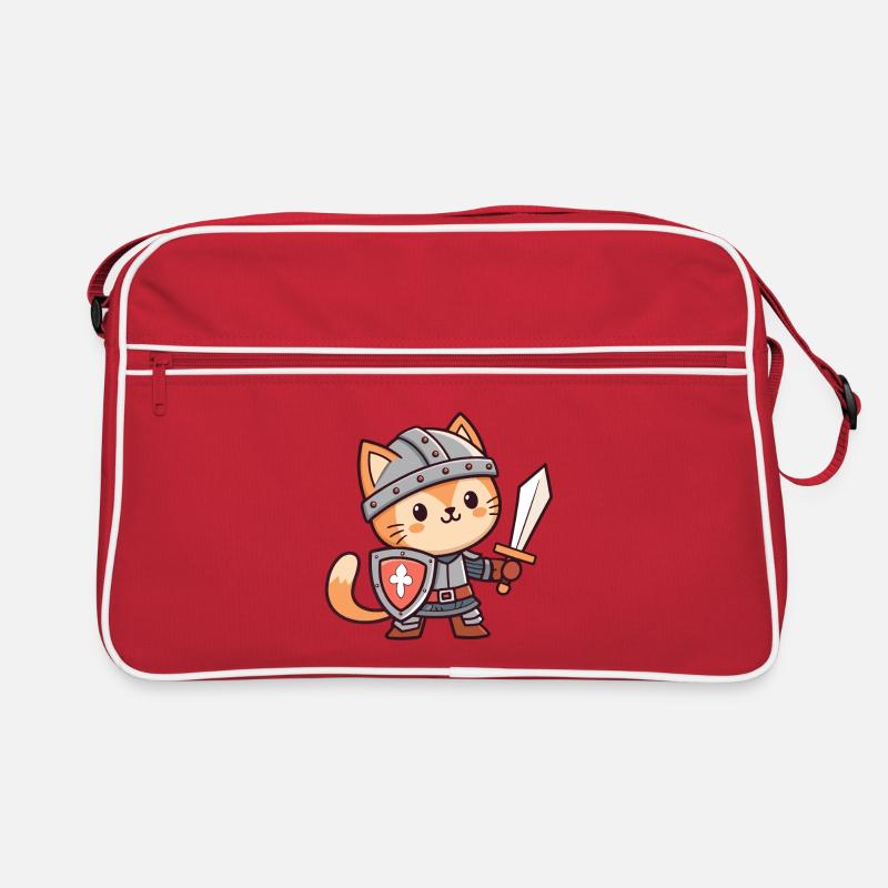 Chat Chevalier Armuré Adorable Sac Retro