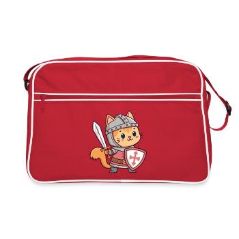 Chat chevalier héroïque - Sac Retro - rouge/blanc - Devant