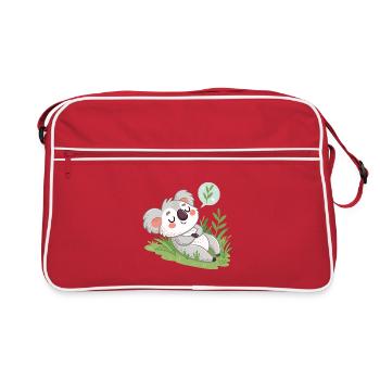 Koala Rêveur sur Pelouse Pastel - Sac Retro - rouge/blanc - Devant