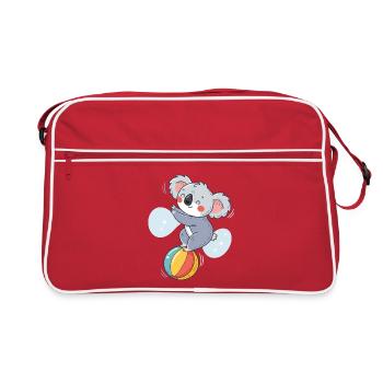Koala-Jongleur auf einem bunten Ball - Retro Tasche - Rot/Weiß - Vorne