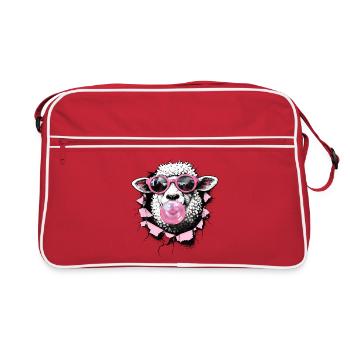 Moutons Cool – Art numérique en demi-teinte d’été - Sac Retro - rouge/blanc - Devant