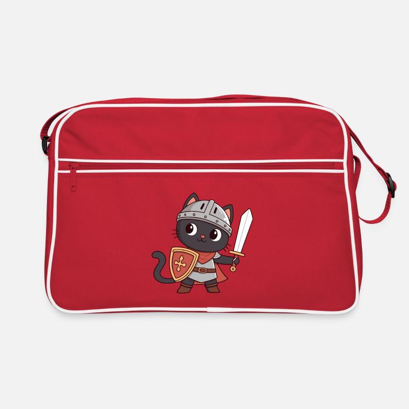 Schwarzer Katzenritter Retro Tasche