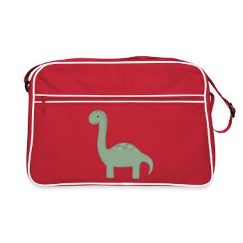 Dessin animé du Dino Vert - Sac Retro - rouge/blanc - Devant