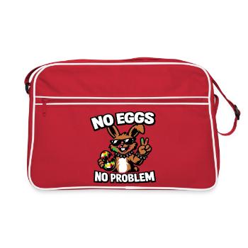 Funny Easter Bunny – No Eggs No Problem - Retro Tasche - Rot/Weiß - Vorne