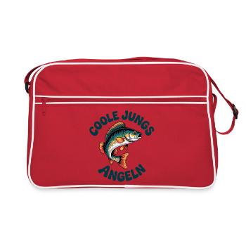 Motif de dessin animé Cool Guys qui pêchent - Sac Retro - rouge/blanc - Devant