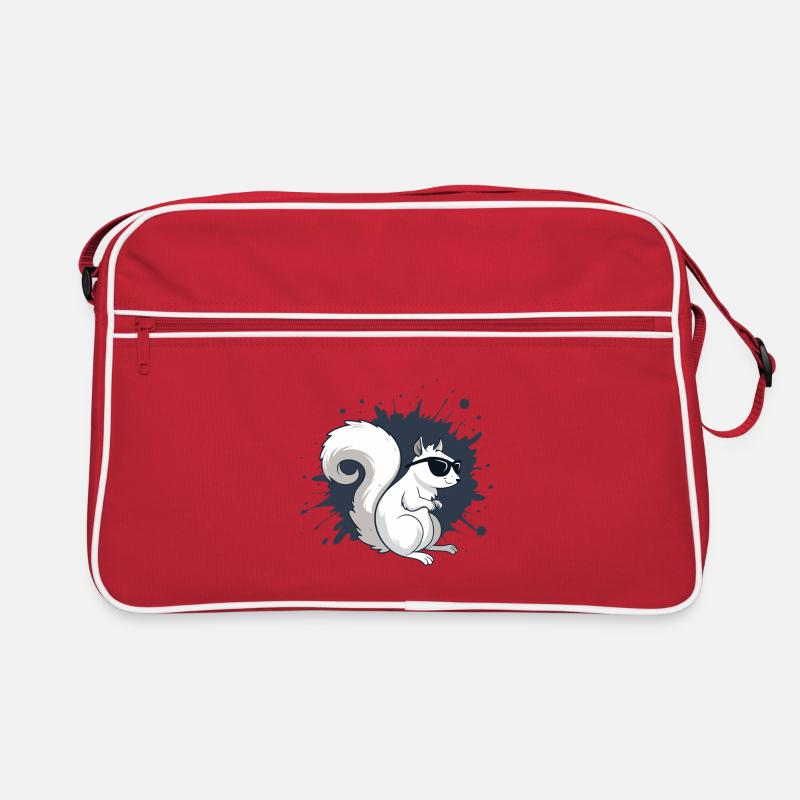 Schickes weißes Eichhörnchen mit schwarzer Brille Retro Tasche