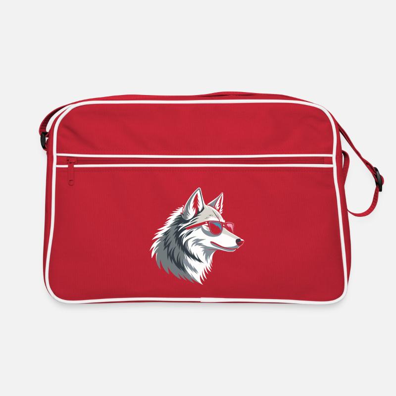 Wolf mit Brille im eisigen Stil Retro Tasche