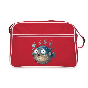 Pufferfisch Schreckmoment - Retro Tasche - Rot/Weiß - Vorne