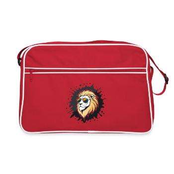 Lion en lunettes soleil graphique - Sac Retro - rouge/blanc - Devant