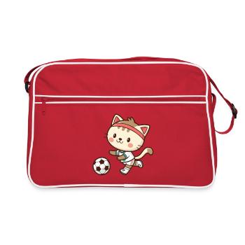 Chat Footballeur Adorable - Sac Retro - rouge/blanc - Devant