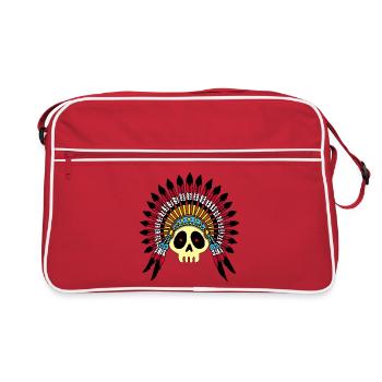 Crâne de chef indien (couleur) - Sac Retro - rouge/blanc - Devant