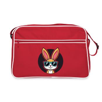 Lapin solaire en lunettes bleues - Sac Retro - rouge/blanc - Devant