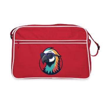 Colorful Parrot With Glasses - Retro Bag - red/white - Front