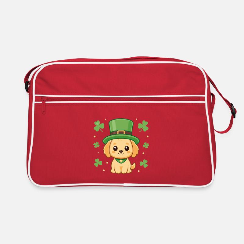 Chiot Labrador kawaii trèfle et chapeau vert Sac Retro