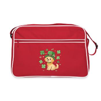 Labrador Leprechaun and Green Clover Dog - Retro Bag - red/white - Front