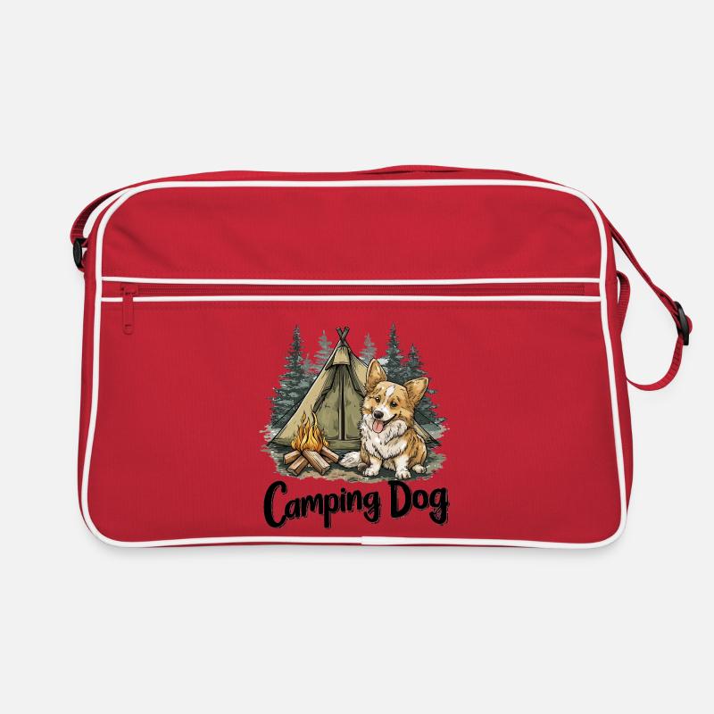 Camping Hund Spruch Camping Dog Camper Geschenk - Retro Tasche - Rot/Weiß