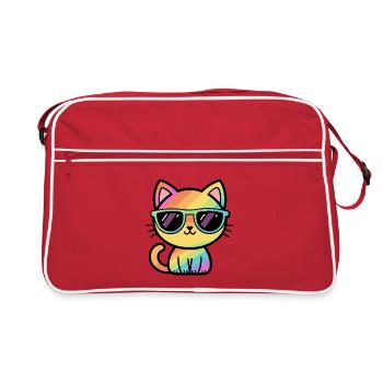 Chat Arc-en-Ciel Cool Lunettes de Soleil Pastel - Sac Retro - rouge/blanc - Devant