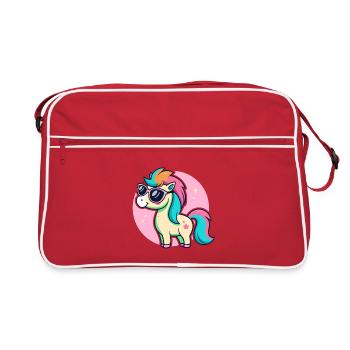 Poney arcenciel lunettes glam - Sac Retro - rouge/blanc - Devant