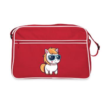 Poney Élégant Lunettes Bleues - Sac Retro - rouge/blanc - Devant