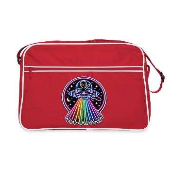 UFO Néon Alien Arc-en-ciel Alien Space - Sac Retro - rouge/blanc - Devant