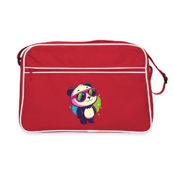 Cute Panda Neon Glasses - Retro Bag - red/white - Front