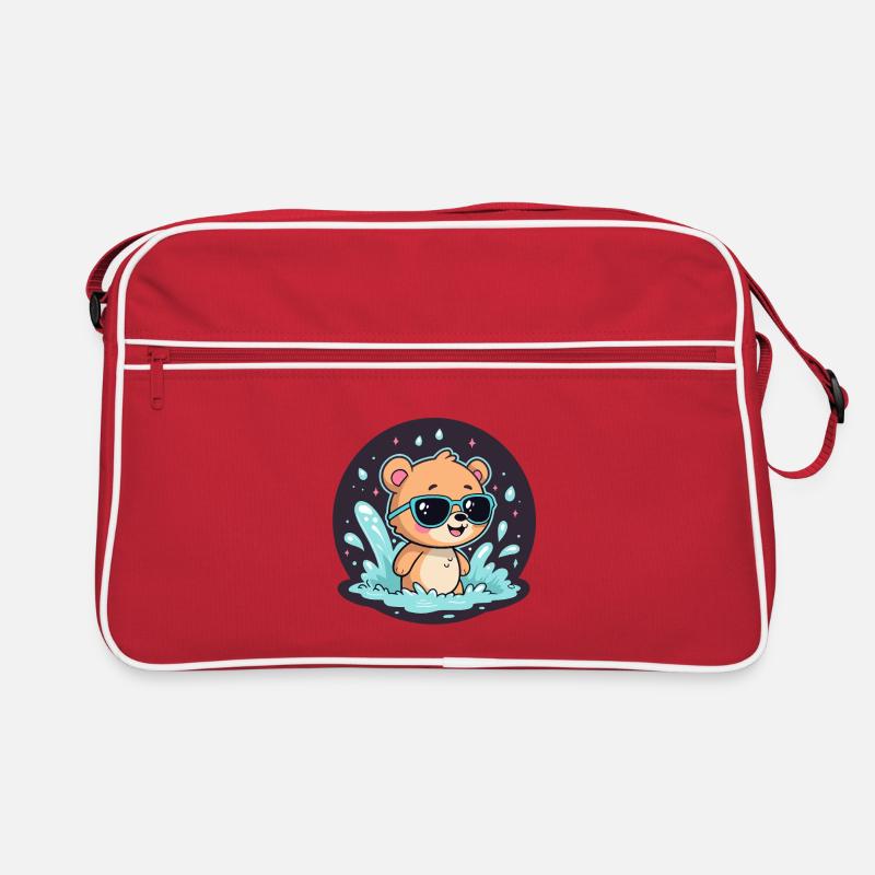 Schicker Surferbär mit blauer Brille Retro Tasche