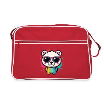 Regenbogenpanda-Brille - Retro Tasche - Rot/Weiß - Vorne